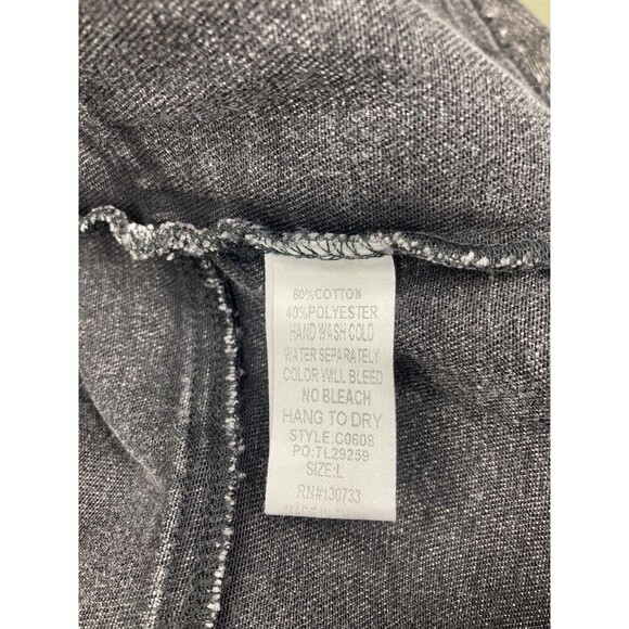 UMGEE Black Denim Jacket Women Large Long Line Raw Hem Button Front Collared - Picture 3 of 5